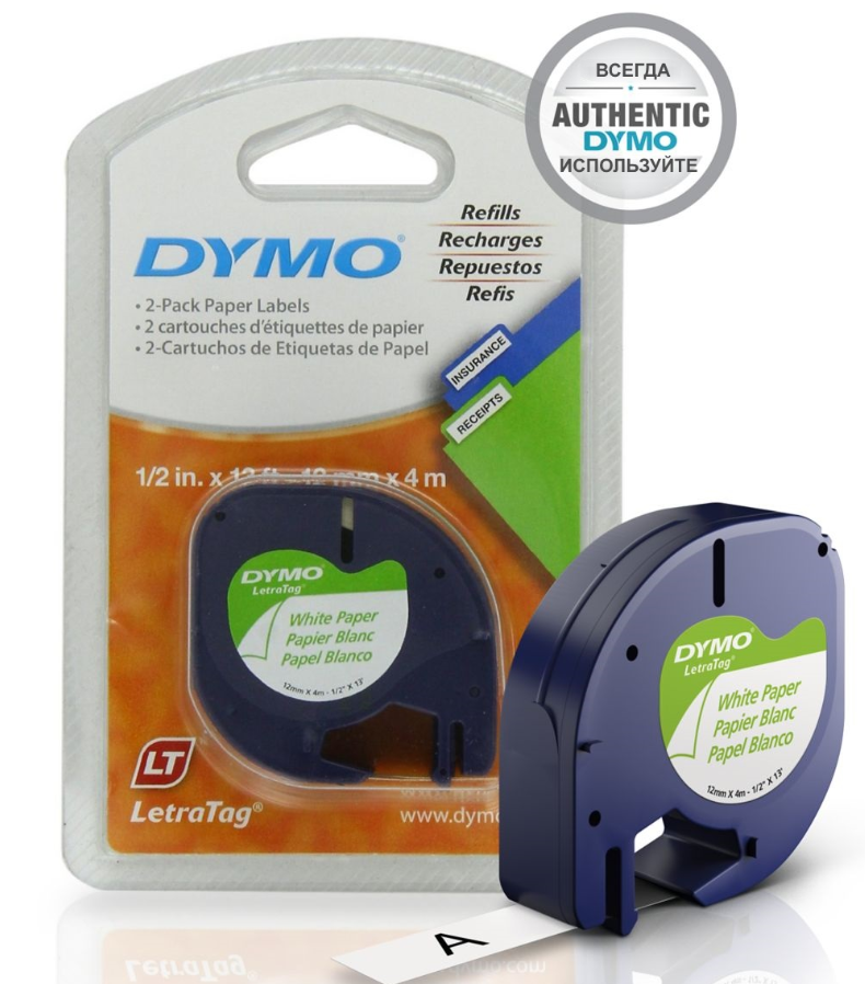 S0721510 / Термолента бумажная Dymo Letra Tag, 12 мм х 4 м S0721510 / Термолента бумажная Dymo Letra Tag, 12 мм х 4 м