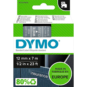Картридж с виниловой лентой D1 для принтеров Dymo, пластик, белый шрифт, 12 мм х 7 м