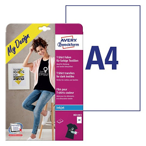 Пленка для перевода на ткань Avery Zweckform My Design, матовая, А4, 4 листа