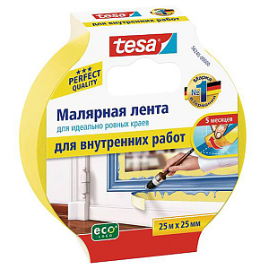 Лента малярная для четких краев и внутренних работ tesa, 25 м x 25 мм