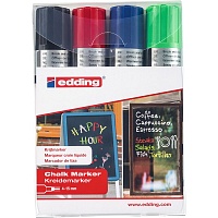 Набор маркеров меловых edding 4090, смываемые, скошенный наконечник, 4-15 мм, 4 цвета