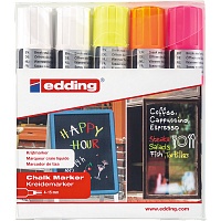 Набор маркеров меловых edding 4090, смываемые, скошенный наконечник, 4-15 мм, 5 цветов