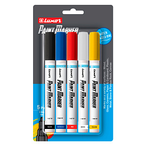 Набор маркеров глянцевых лаковых Luxor Paint, пулевидный наконечник, 1 - 3 мм, 5 цветов